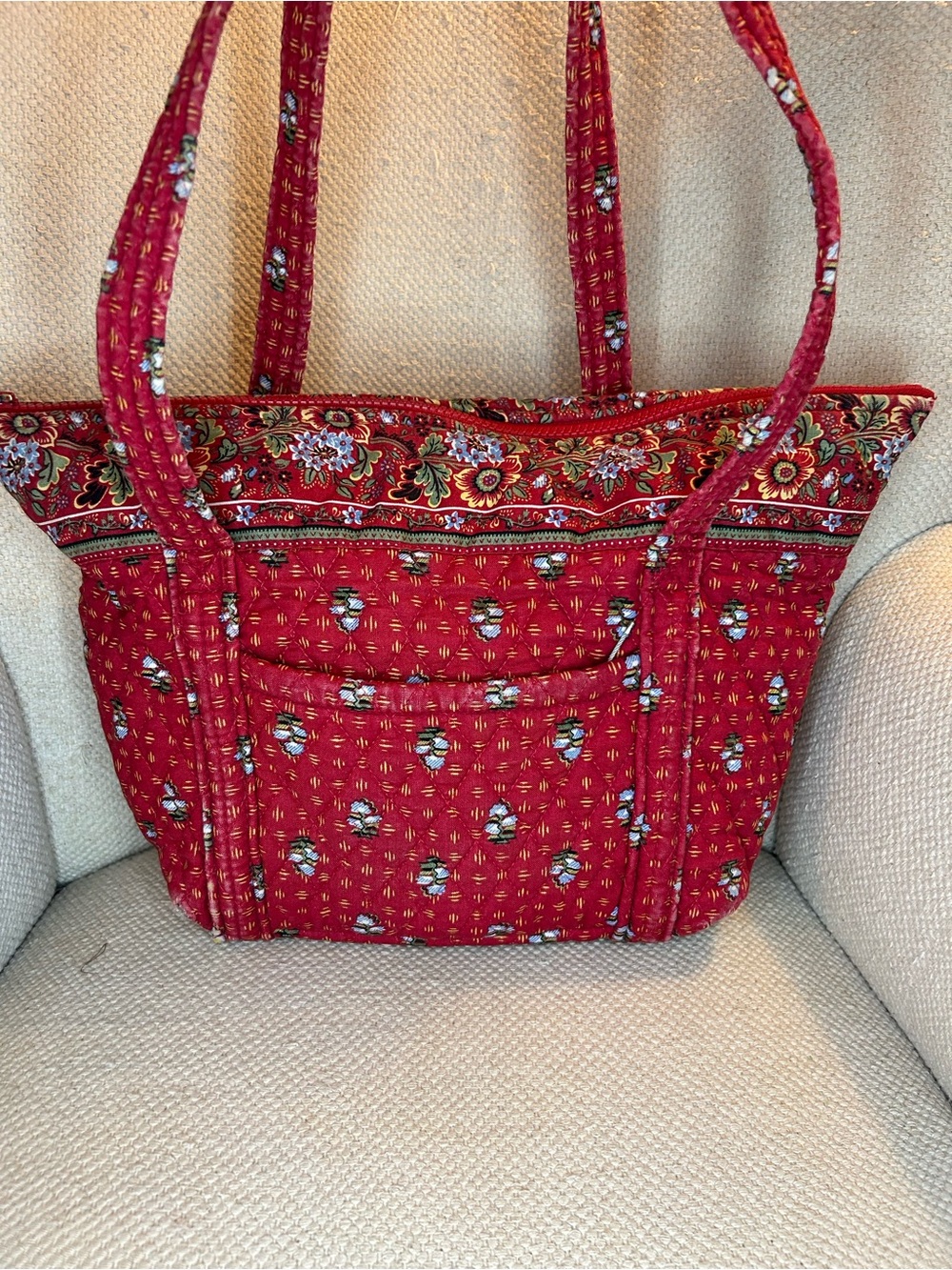 Vera Bradley Vintage Provincial Red Quilted Floral Shoulder Tote